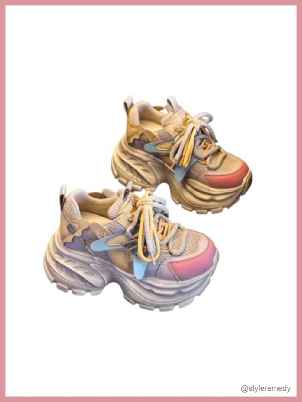 Women's Platform Chunky Sneakers, Lace-Up Casual Dad Shoes, Thick-Soled Walking